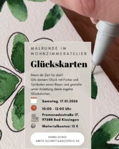 Malrunde im Wohnzimmeratelier – Glückskarten